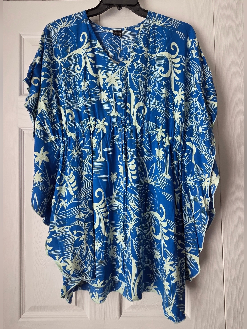 Favant Hawaii Blue Palm Tree V-Neck Swim Coverup Tunic One Size - Picture 4 of 13